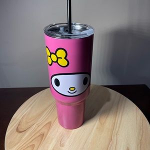 My Melody HELLO KITTY Sanrio Stainless Steel Travel Cup Tumbler 40 oz Straw Lid